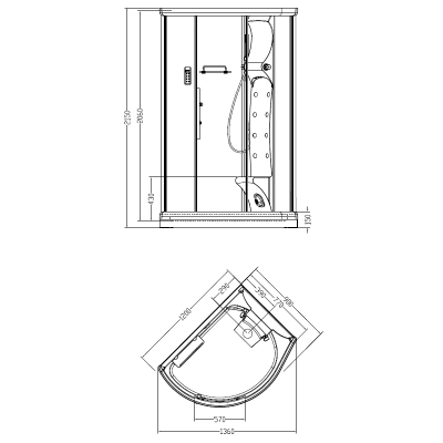 Душевая кабина Aquanet Taurus 120x90, прозрачное стекло, правая