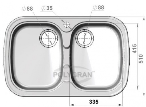 Кухонная мойка Polygran F-150 белый, 80х50х20