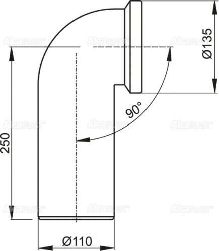 Колено для унитаза 90° AlcaPlast A90-90