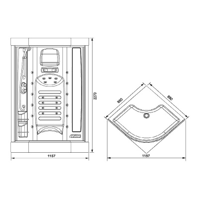 Душевая кабина Aquanet Fiji 95x95 с г/м, с паром, прозрачное стекло