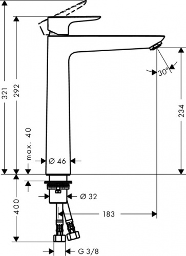 Смеситель для раковины Hansgrohe Talis E 71717000, хром