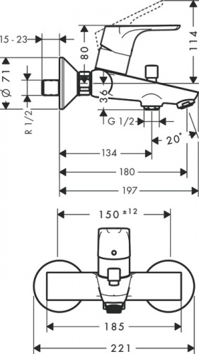 Смеситель для ванной Hansgrohe Focus 31940000, хром