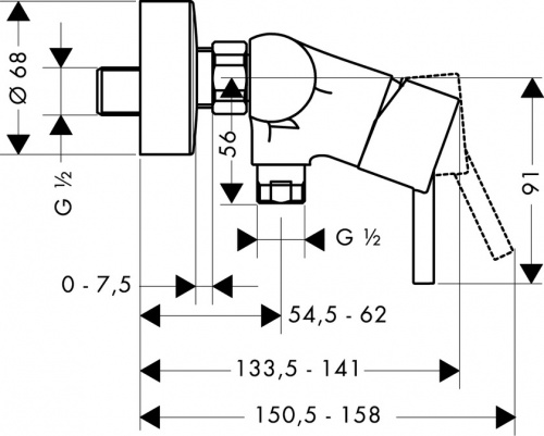 Смеситель для душа Hansgrohe Talis S 32640000, хром