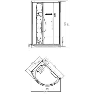 Душевая кабина Aquanet Taurus 120x90, прозрачное стекло, левая