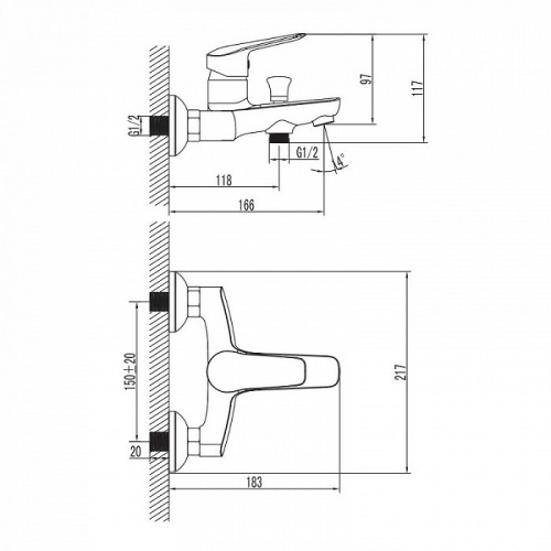 Смеситель для ванны Iddis Torr TORSB00i02, хром