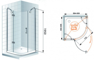 Душевой угол Cezares MAGIC-R-1-90-ROYAL PALACE-PP-Br-R 90x90x195