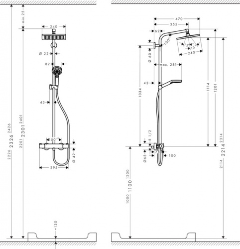 Душевая система Hansgrohe Crometta E 240 Showerpipe 27271000, хром