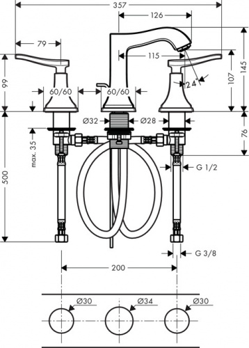 Смеситель для раковины Hansgrohe Metropol 31330090, хром/золото