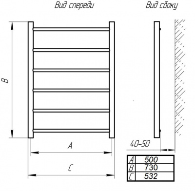 Водяной полотенцесушитель ТЕРА Богема 500х800