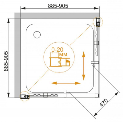 Душевой угол Cezares MOMENTO-A-2-90-C-Cr 90x90x195