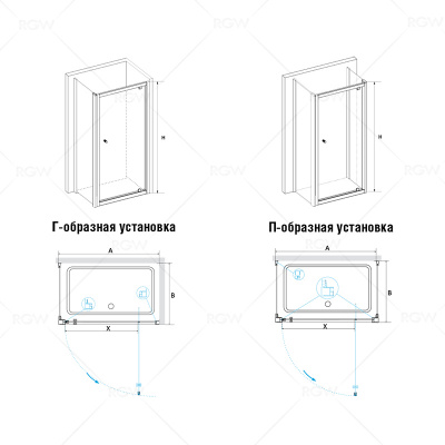 Душевой угол прямоугольный RGW PA-43 90х100х185 прозрачное 04084390-11