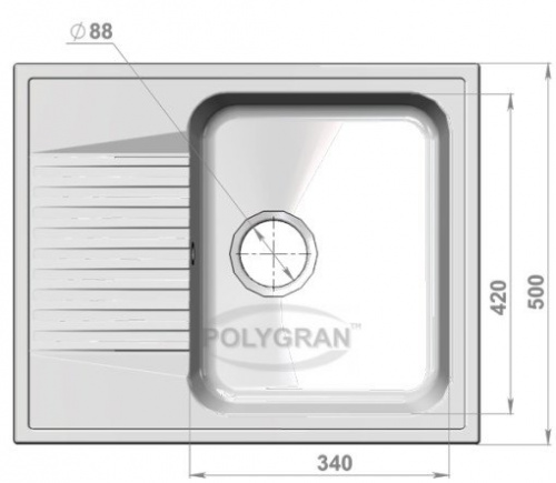 Кухонная мойка Polygran F-07 терракот, 61х50х20