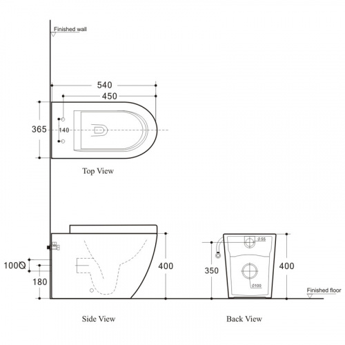 Приставной унитаз Aquanet Rimless Cetus-F BL-102N-FST