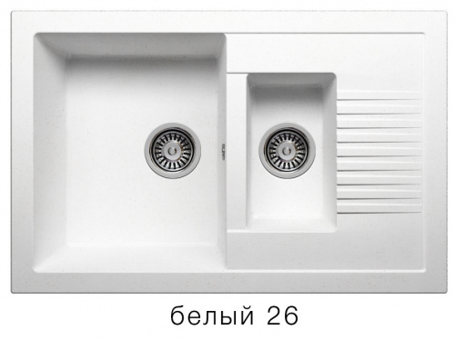 Кухонная мойка Polygran F-21 белый, 77х49х19