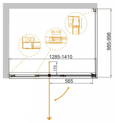 Душевой угол Cezares VARIANTE-AH-1-120/130-100-C-Cr 120x100x195