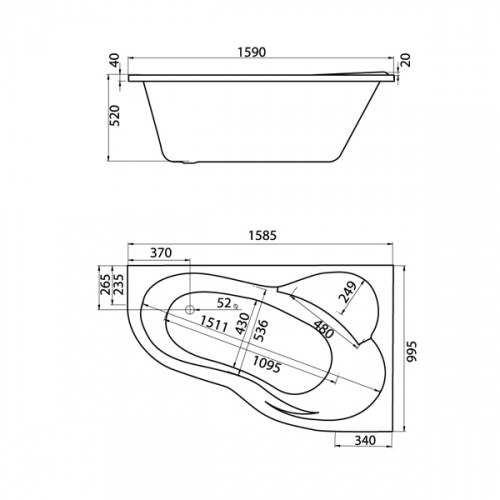 Ванна акриловая Santek - Ибица XL 160х100 см правосторонняя
