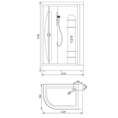Душевая кабина Aquanet Hawaii 122x76 с г/м, без пара, правая