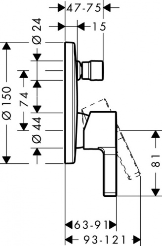 Смеситель для ванной Hansgrohe Metris S 31465000, хром