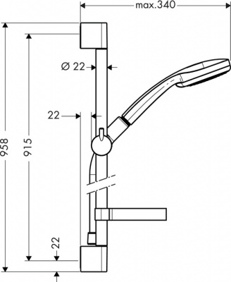 Душевой гарнитур Hansgrohe Croma 100 Vario 90 см. 27771000, хром