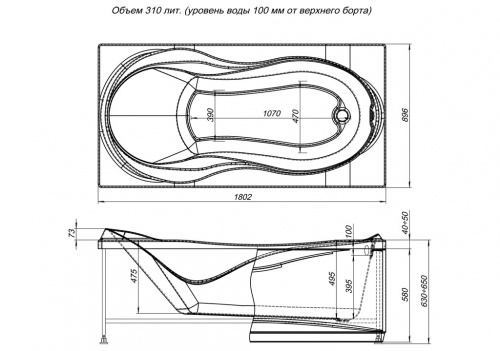 Акриловая ванна Aquanet Grenada 180x90