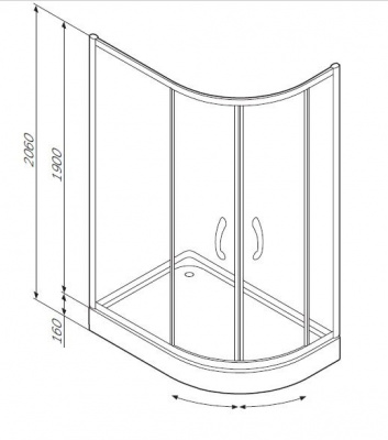 W53G-302U120MT64 BLISS L Twin Slide 120 Стекла для душ.уголок 120x80 универсальные,профиль матовый