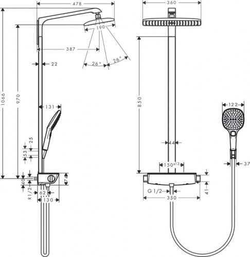 Душевая система Hansgrohe Crometta E 240 Showerpipe 27284000, хром