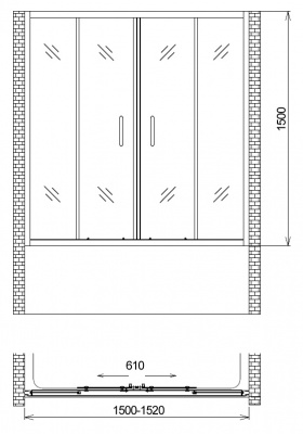 Шторка на ванну Gemy New Tradition S12192A, 150х150