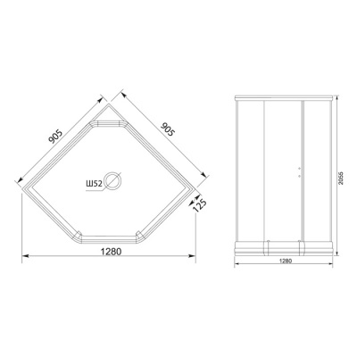 Душевая кабина Aquanet Penta 2ain 90.5x90.5 тонированное стекло