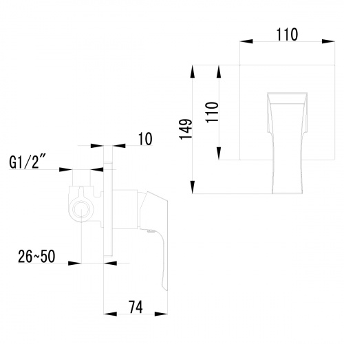 Смеситель Lemark Unit LM4523C для душа, встраиваемый