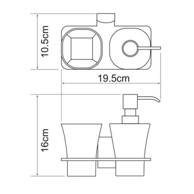 Держатель стакана и дозатора WasserKRAFT Leine K-5089, хром