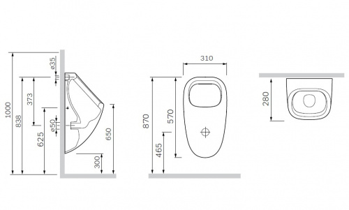 C707005WP Spirit V2.0 писсуар, скрытый подвод воды с декором