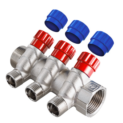 Коллектор Valtec с регул. вентилями, 3/4"х4 вых. 1/2" НР
