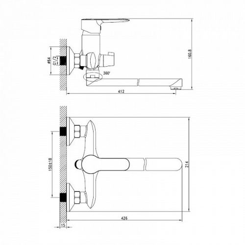 Смеситель для ванны Iddis Cuba CUBSBL2i10WA, хром