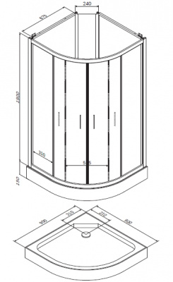 W85C-001-090GT Joy, Душевая кабина без г/м 900х900х2160, стекло прозрачное, профиль графитовый
