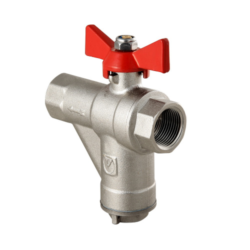 Кран шаровый Valtec 1/2" ВН-ВН со встроенным прямым фильтром, рукоятка бабочка