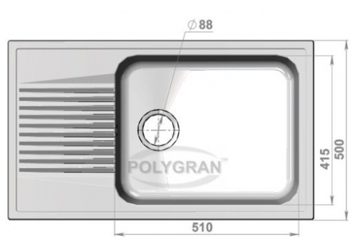 Кухонная мойка Polygran F-19 белый, 85х50х20,5
