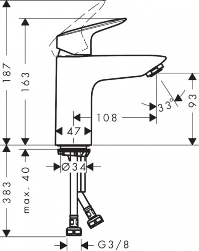 Смеситель для раковины Hansgrohe Logis 71107000, хром