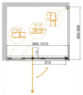 Душевой угол Cezares VARIANTE-AH-1-120/130-100-C-Cr 120x100x195