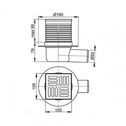 Сливной трап AlcaPlast APV31 105x105/50 с комбинированным гидрозатвором