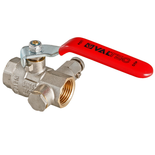 Кран шаровый Valtec Base 1/2" ВН-ВН с дренажом и воздухоотводчиком