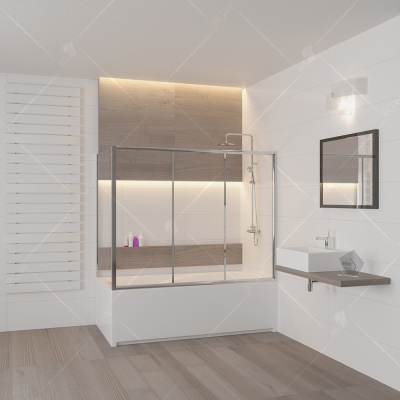 Шторка на ванну раздвижная с боковой панелью RGW SC-81 180х75х150 прозрачное 041181875-11