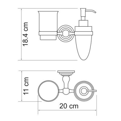 Держатель стакана и дозатора WasserKRAFT Ammer K-7089, матовый хром