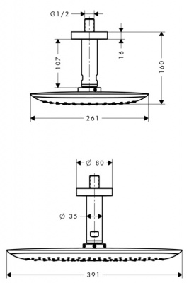 Верхний душ Hansgrohe PuraVida 400 1jet с держателем 27390400, белый/хром