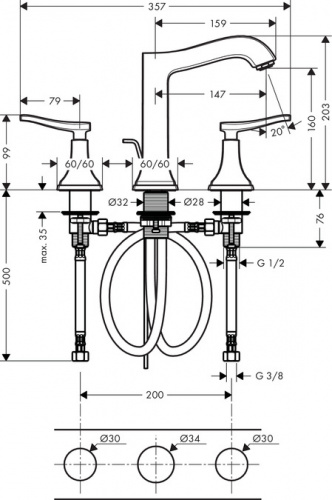 Смеситель для раковины Hansgrohe Metropol 31331090, хром/золото