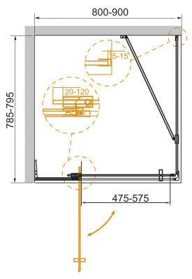 Душевой угол Cezares SLIDER-AH-1-80/90-100-C-Cr 80x100x195