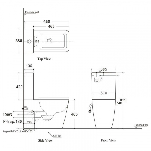 Бачок для унитаза Aquanet Tavr-C2 BL-103N-TPT